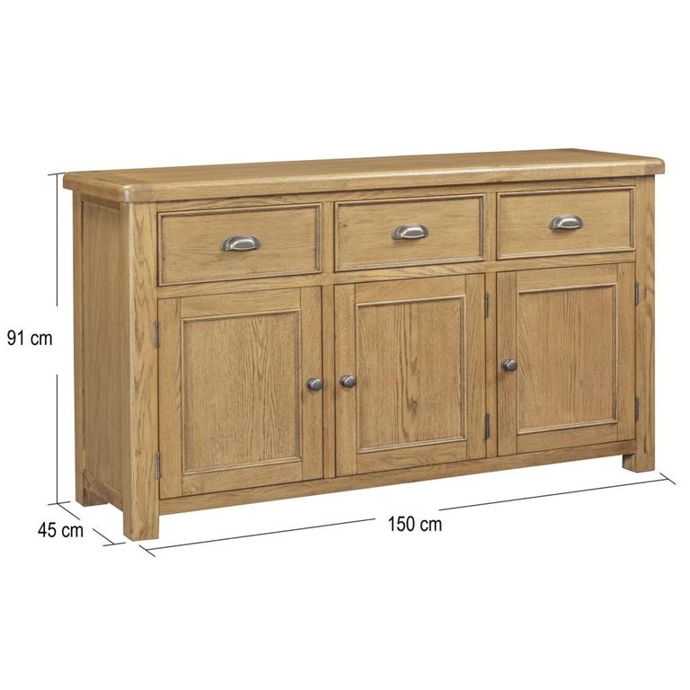 Dorchester Sideboard - 3 Door - Large - Rustic Oak