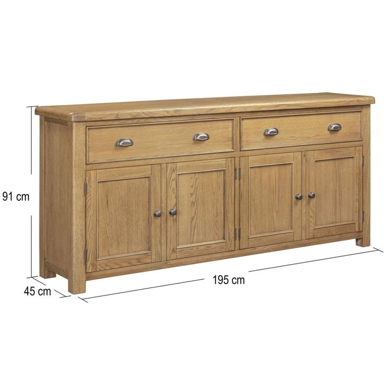 Dorchester Sideboard - 4 Door - Extra Large - Rustic Oak
