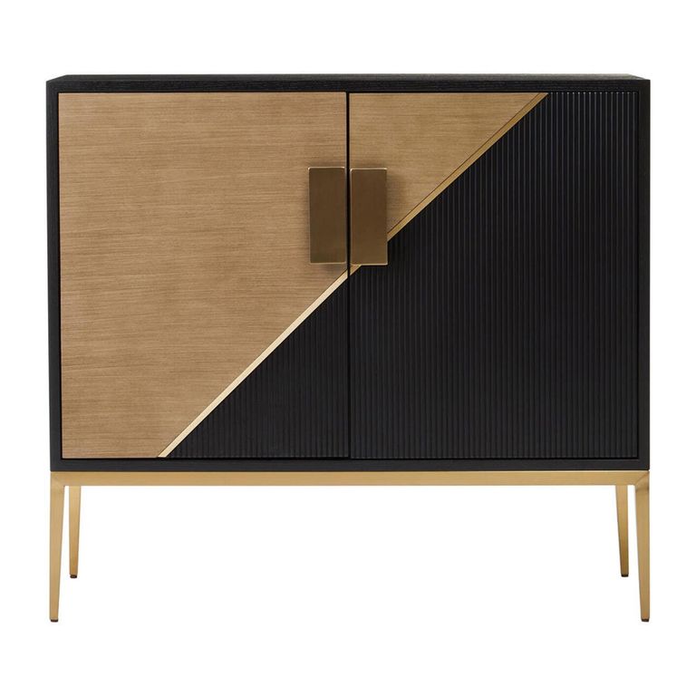 Davoli Sideboard - 2 Door - Small - Black and Gold - 100cm