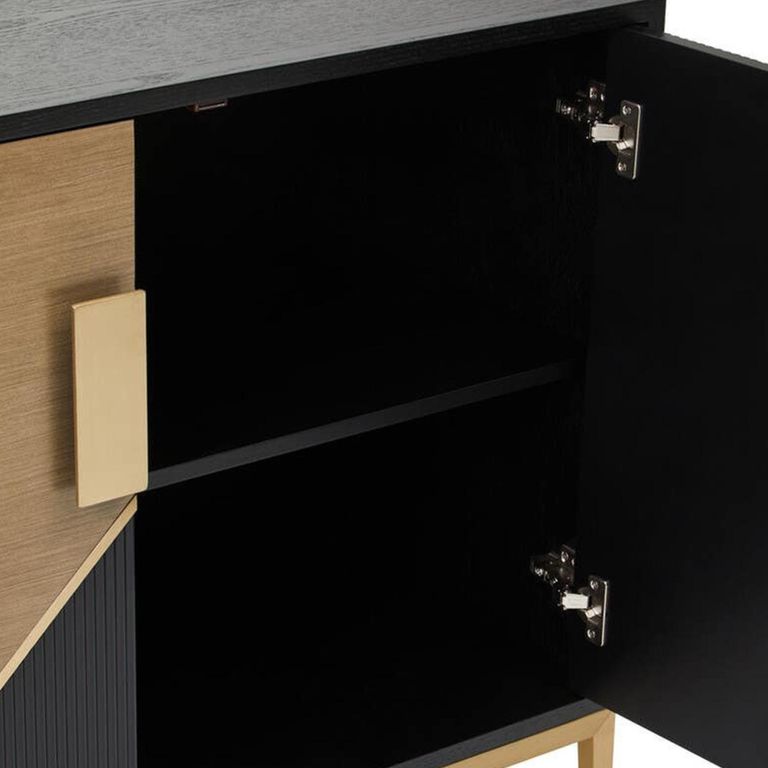Davoli Sideboard - 2 Door - Small - Black and Gold - 100cm