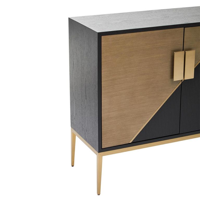 Davoli Sideboard - 2 Door - Small - Black and Gold - 100cm