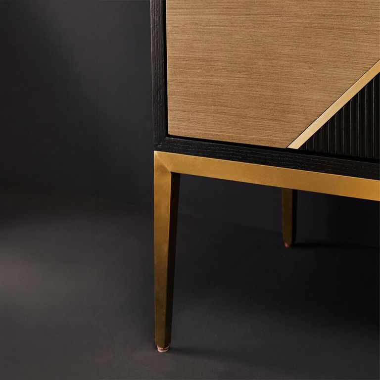 Davoli Sideboard - 2 Door - Small - Black and Gold - 100cm