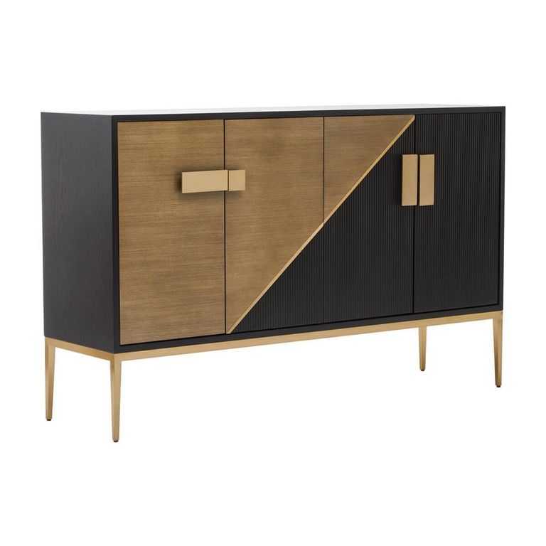 Davoli Sideboard - 4 Door - Medium - Black and Gold - 150cm