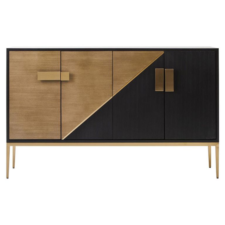 Davoli Sideboard - 4 Door - Medium - Black and Gold - 150cm