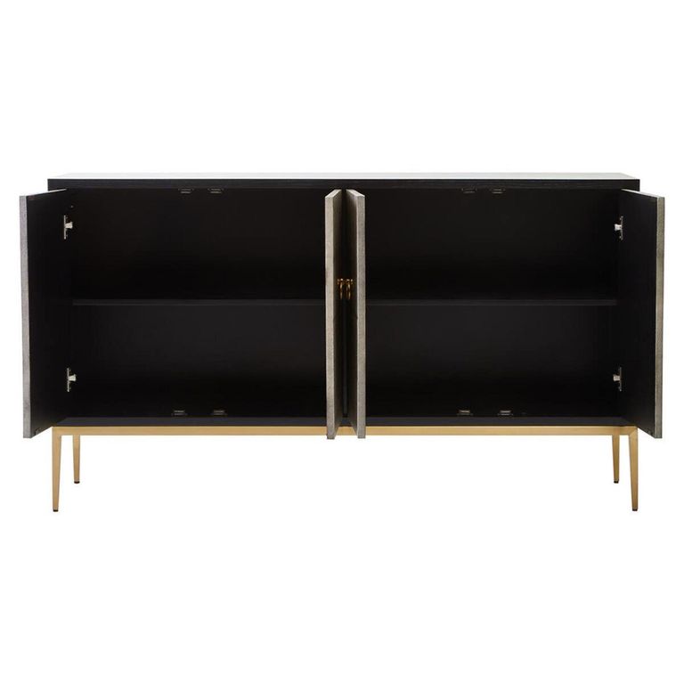 Deruta Sideboard - 4 Door - Medium - Grey Faux Shagreen - 154cm