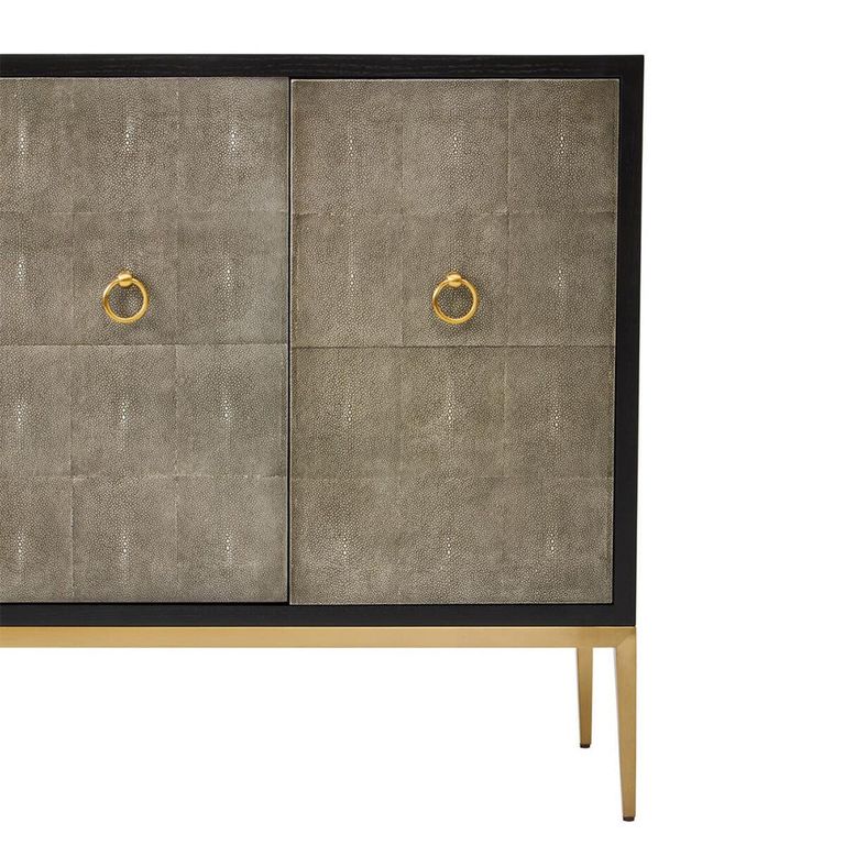 Deruta Sideboard - 4 Door - Medium - Grey Faux Shagreen - 154cm