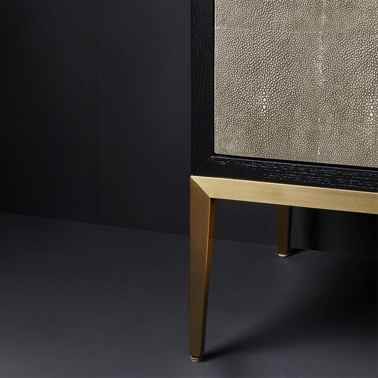Deruta Sideboard - 4 Door - Medium - Grey Faux Shagreen - 154cm