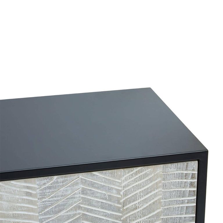 Luxor Sideboard - 4 Door - Extra Large - Black and Grey Pine Wood - 200cm