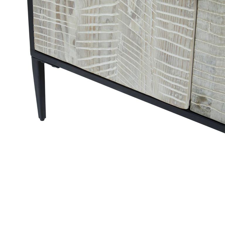 Luxor Sideboard - 4 Door - Extra Large - Black and Grey Pine Wood - 200cm