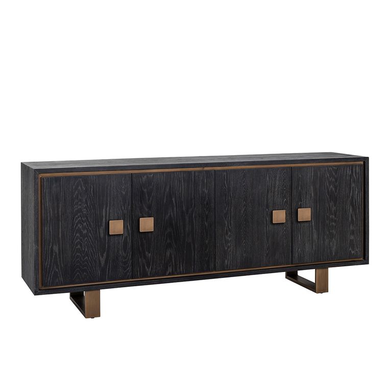 Hunter Black Oak 200cm Extra Large Sideboard with Gold Trim