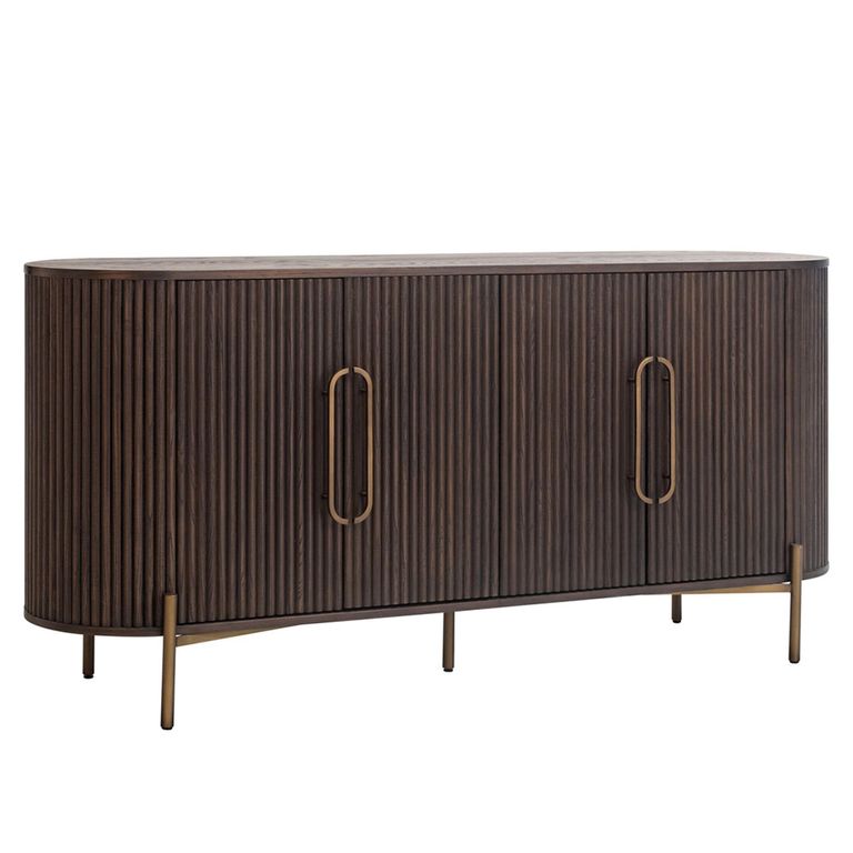 Luxor Brushed Brass Ribbed 4 Door Extra Large Curved Sideboard