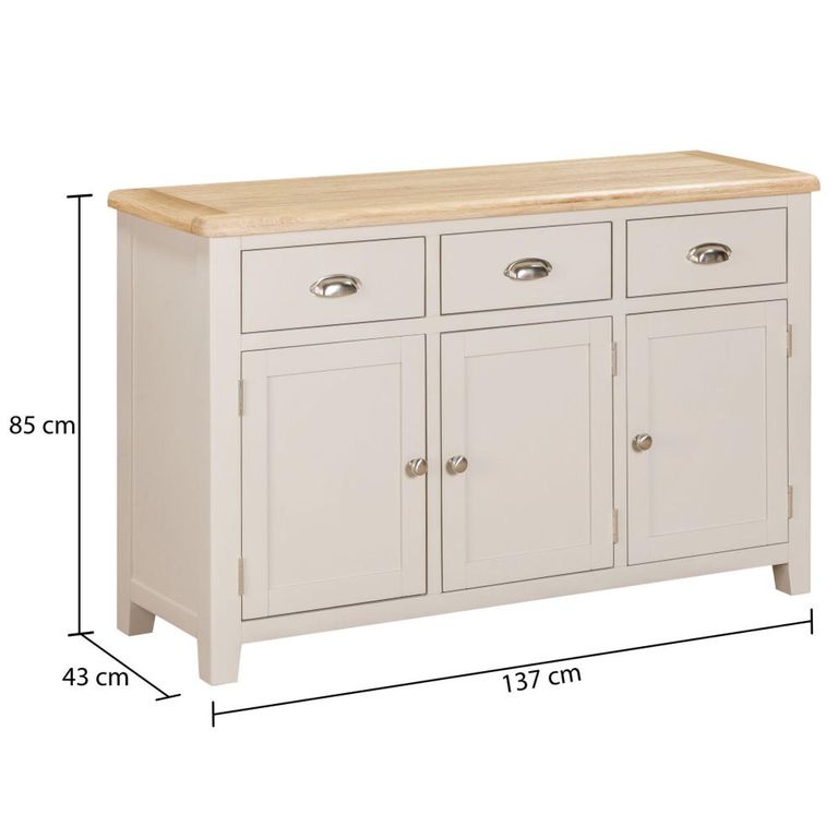 Windermere Painted Sideboard - 3 Door - Large - Oyster Grey