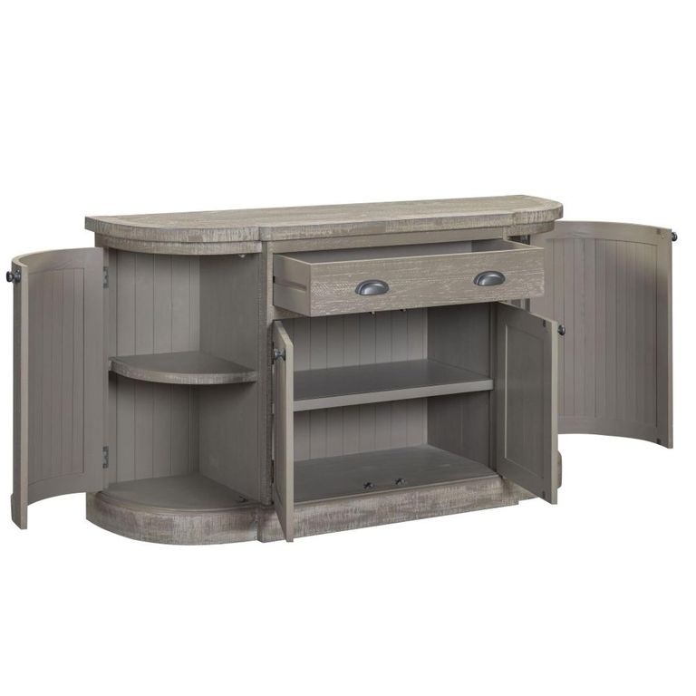 Bordeaux Curved Sideboard - 4 Door - 1 Drawer - Large - Grey - Wooden
