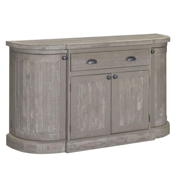 Bordeaux Curved Sideboard - 4 Door - 1 Drawer - Large - Grey - Wooden