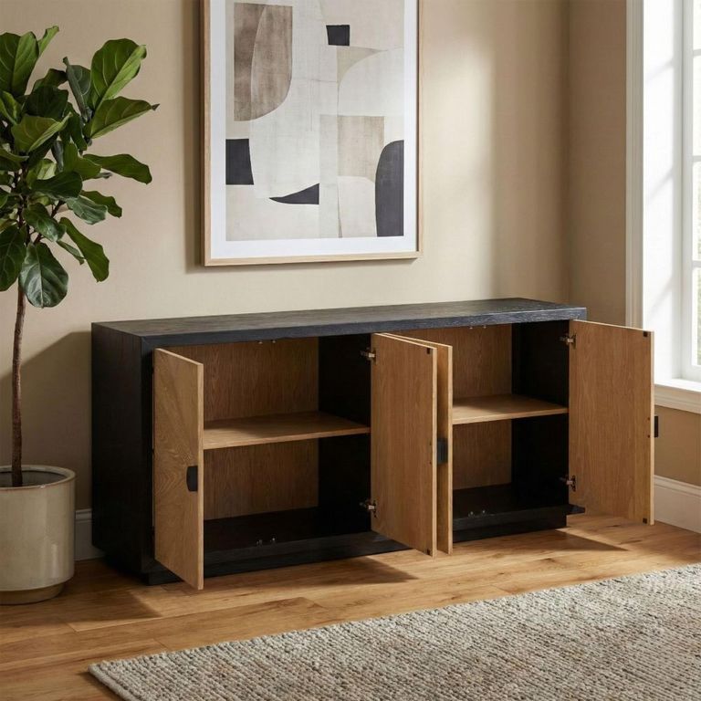 Marseille Sideboard - 4 Door - Large - Oak and Black - Wooden