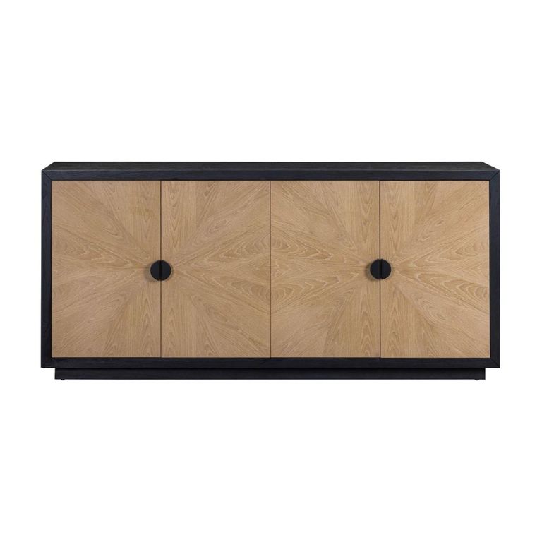 Marseille Sideboard - 4 Door - Large - Oak and Black - Wooden