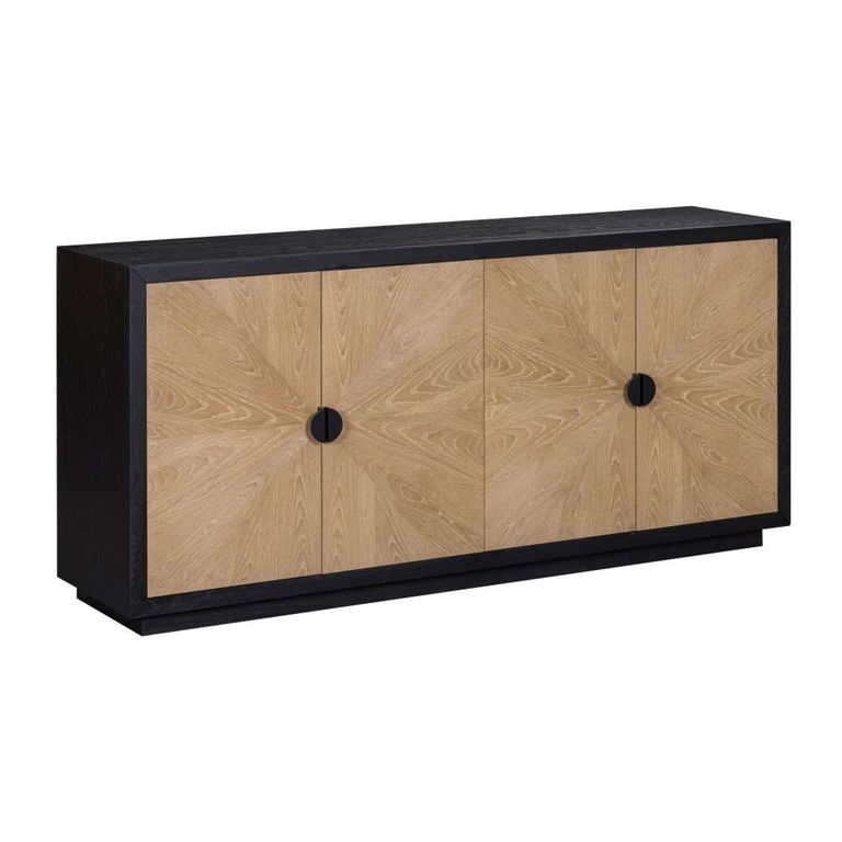 Marseille Sideboard - 4 Door - Large - Oak and Black - Wooden