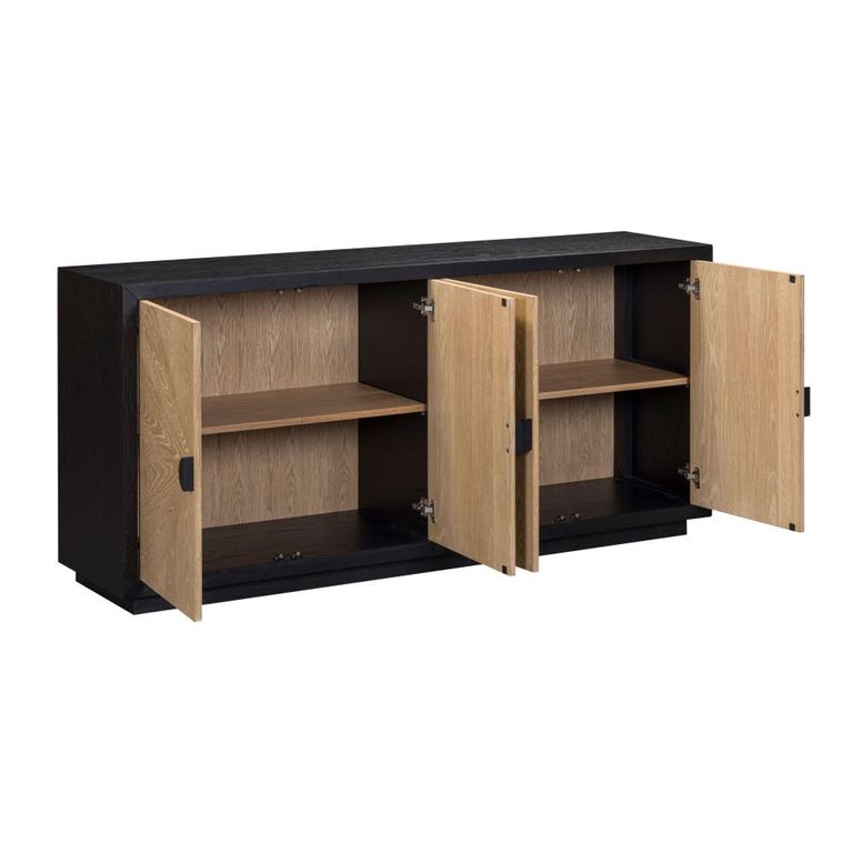 Marseille Sideboard - 4 Door - Large - Oak and Black - Wooden