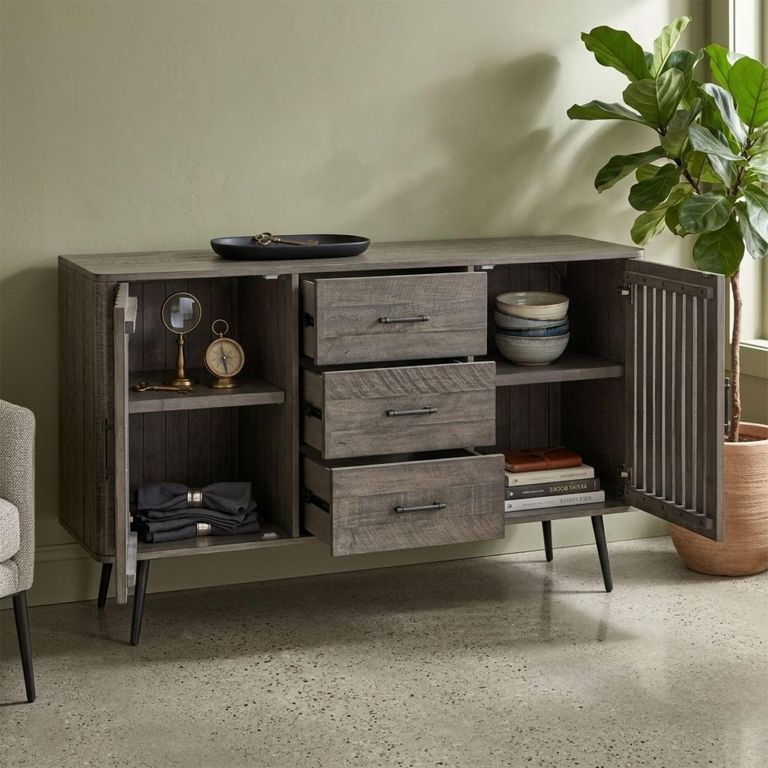 Monarch Sideboard - 2 Door - 3 Drawer - Large - Dark Grey - Wooden