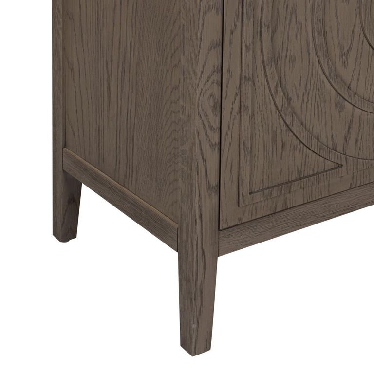 Oslo Sideboard - 4 Door - Medium - Circular Groove Design - Vintage Brown - Wooden