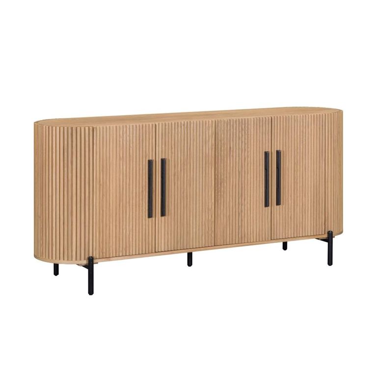 Stockholm Curved Fulted Sideboard - 4 Door - Large - Light Oak - Wooden