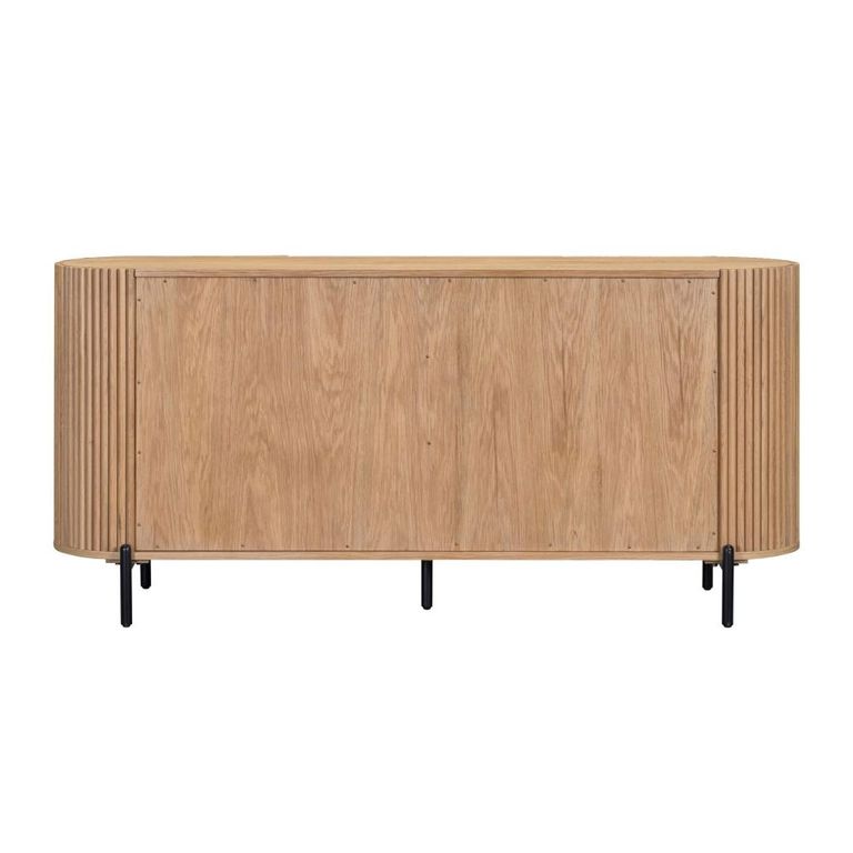 Stockholm Curved Fulted Sideboard - 4 Door - Large - Light Oak - Wooden