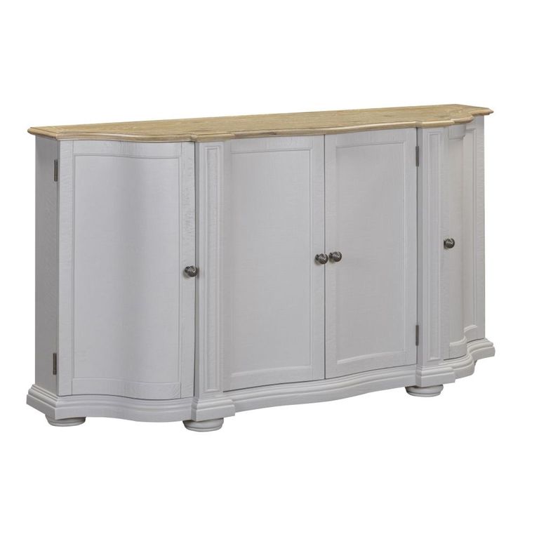Toulouse Curved Sideboard - 4 Door - Medium - Grey - Wooden
