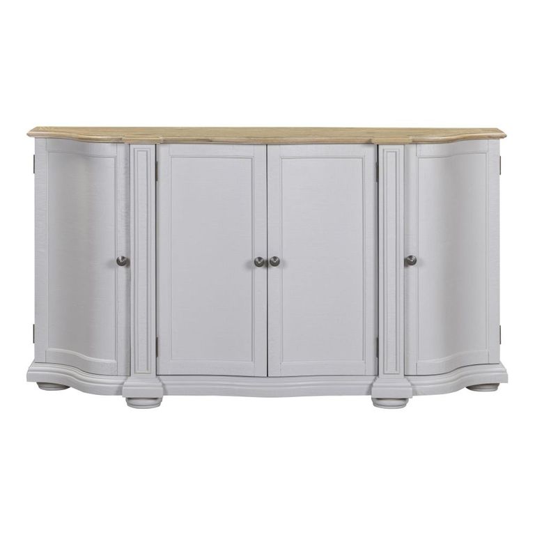 Toulouse Curved Sideboard - 4 Door - Medium - Grey - Wooden