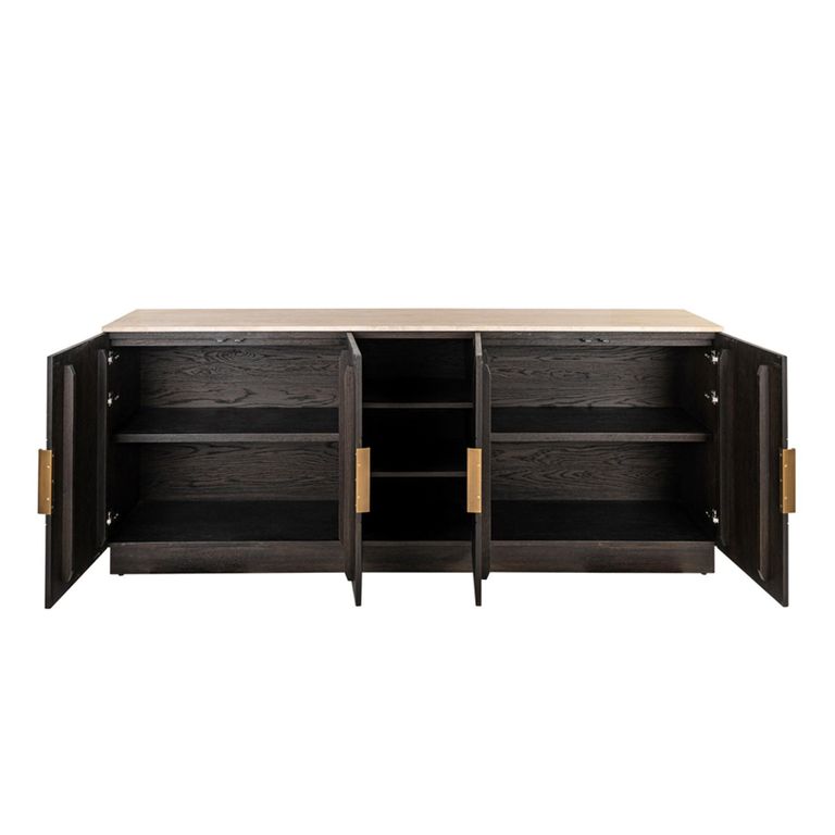 Claremont Sideboard - 4 Door - Extra Large - Geometric - Brown - Travertine Top