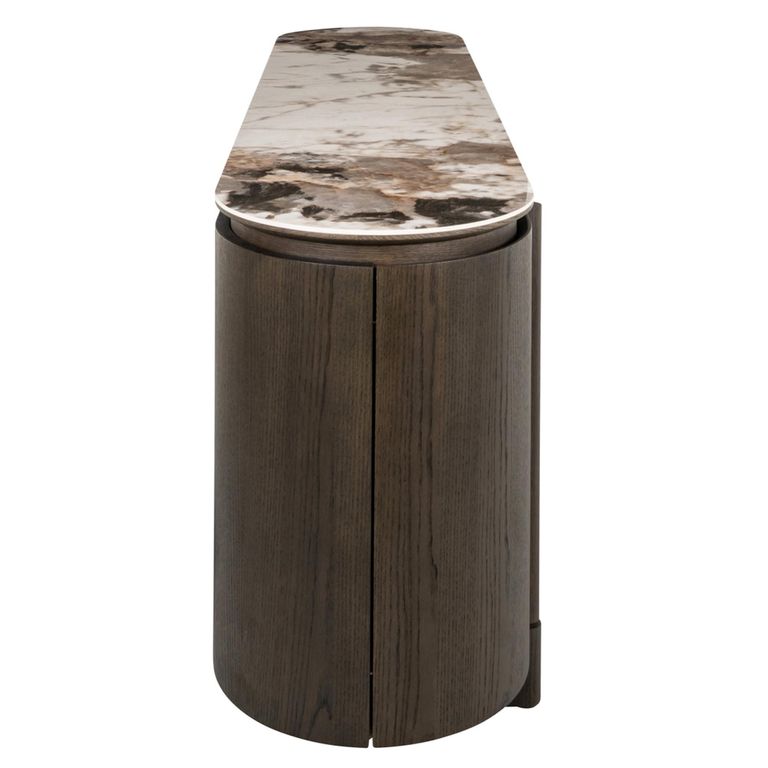 Langford Curved Sideboard - 5 Door - Large - Brown - Ceramic and Oak