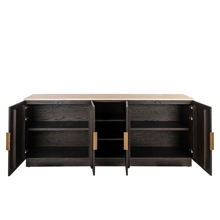 Claremont Sideboard - 4 Door - Extra Large - Geometric - Brown - Travertine Top