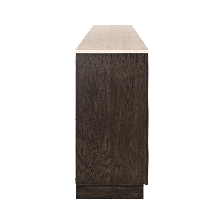 Claremont Sideboard - 4 Door - Extra Large - Geometric - Brown - Travertine Top