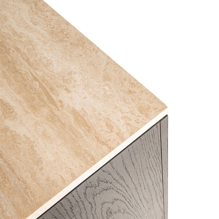 Claremont Sideboard - 4 Door - Extra Large - Geometric - Brown - Travertine Top