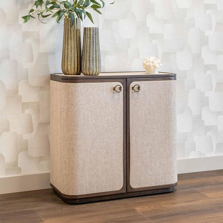 Willox Curved Sideboard - 2 Door - Compact - Beige and Brown - Oak