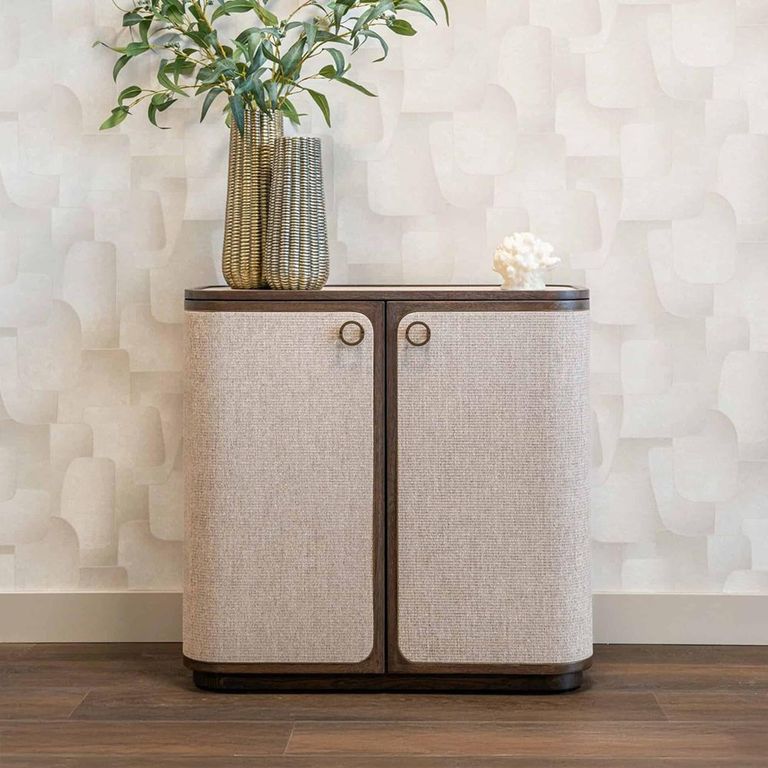 Willox Curved Sideboard - 2 Door - Compact - Beige and Brown - Oak