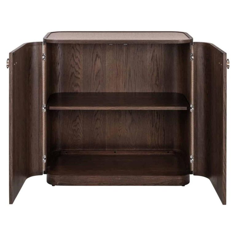 Willox Curved Sideboard - 2 Door - Compact - Beige and Brown - Oak