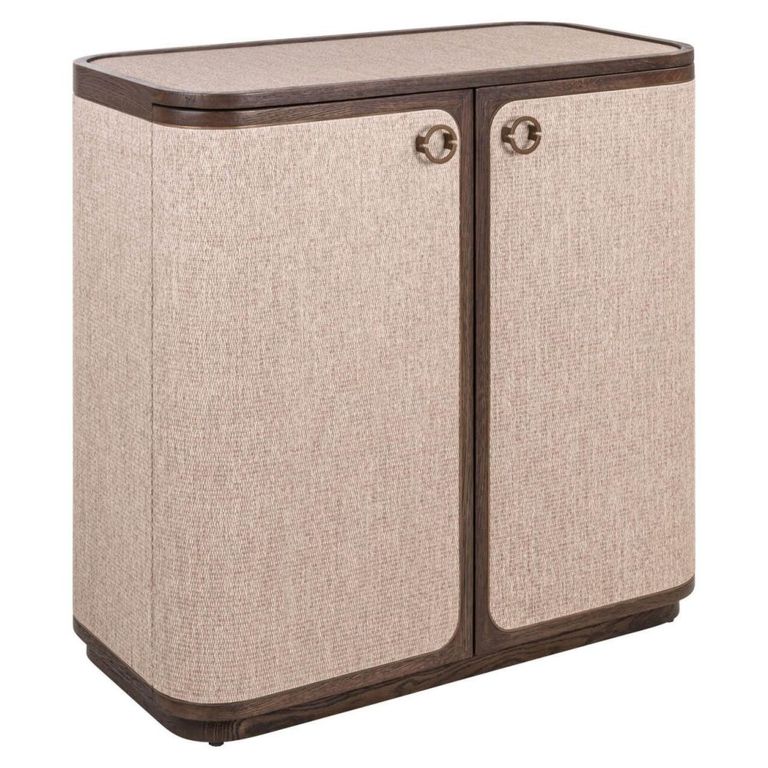 Willox Curved Sideboard - 2 Door - Compact - Beige and Brown - Oak