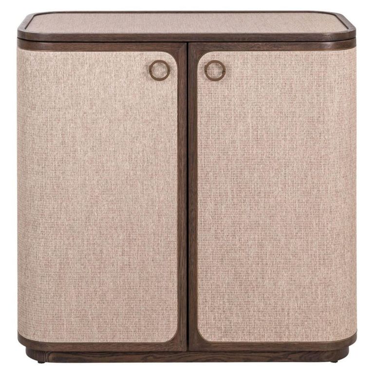 Willox Curved Sideboard - 2 Door - Compact - Beige and Brown - Oak