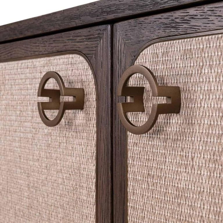 Willox Curved Sideboard - 2 Door - Compact - Beige and Brown - Oak