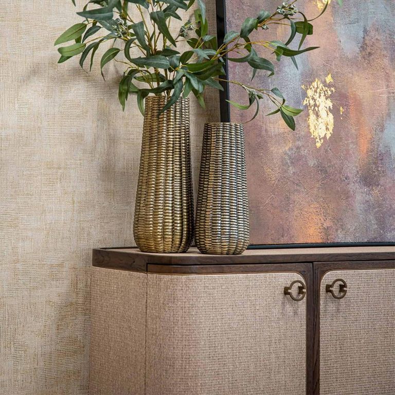 Willox Curved Sideboard - 4 Door - Large - Beige and Brown - Oak