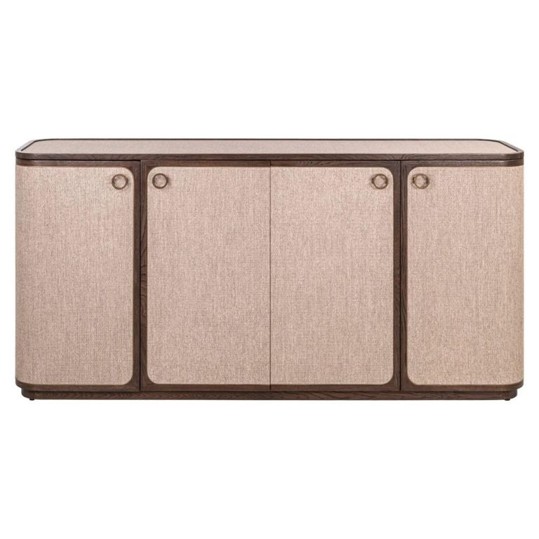 Willox Curved Sideboard - 4 Door - Large - Beige and Brown - Oak