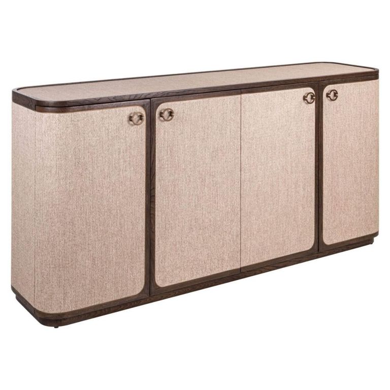 Willox Curved Sideboard - 4 Door - Large - Beige and Brown - Oak