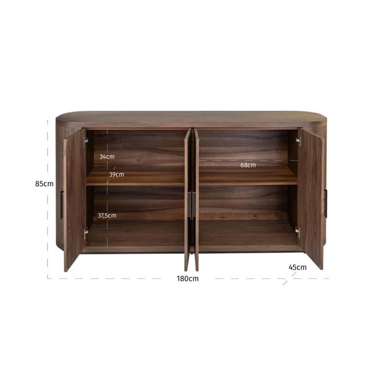 Windsor Curved Sideboard - 4 Door - Large - Walnut - Wood