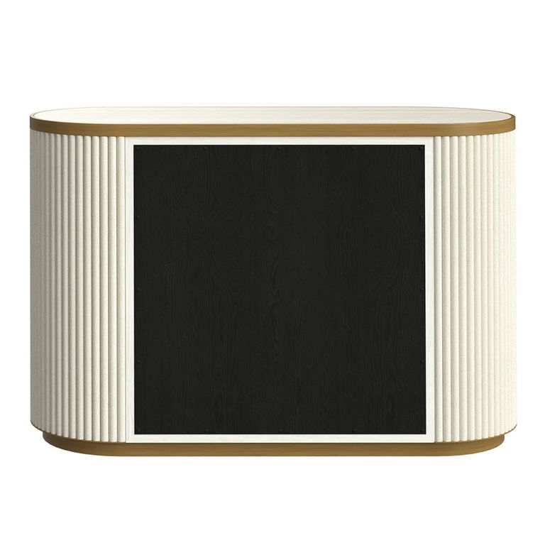 Tivoli Curved Fluted Sideboard - 2 Door - with Gold Trim - White - Ceramic