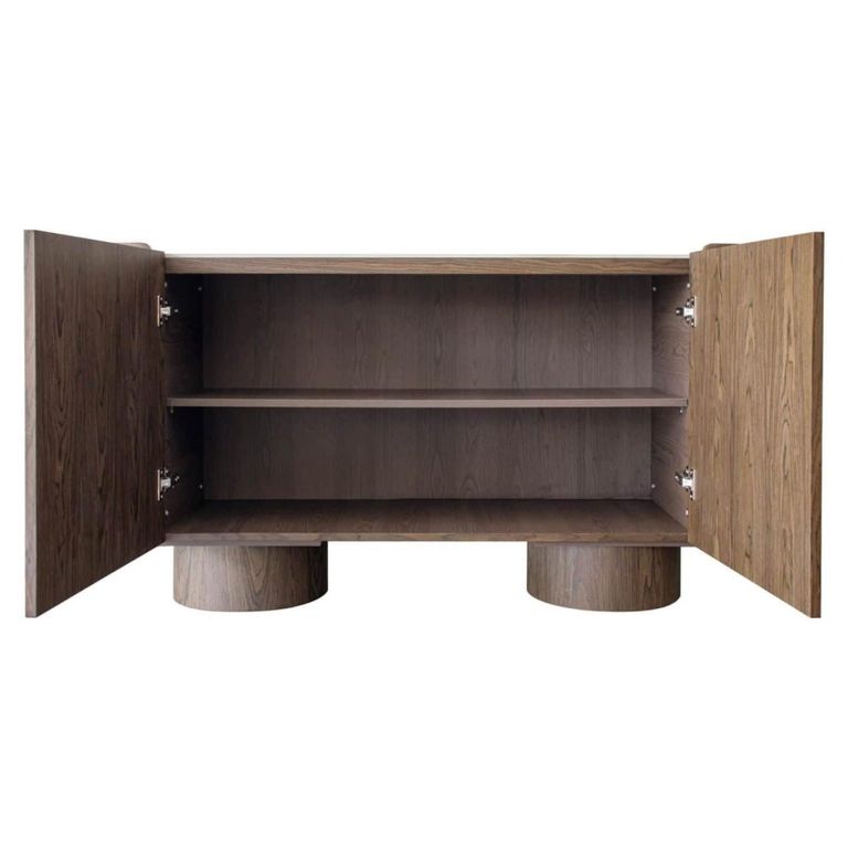 Callahan Curved Sideboard - 2 Door - Medium - Brown - Ceramic and Wood