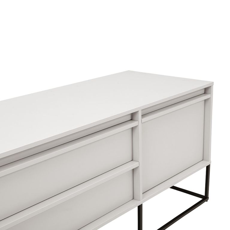 Albion Medium Sideboard - 3 Drawer - Stone Grey and Black