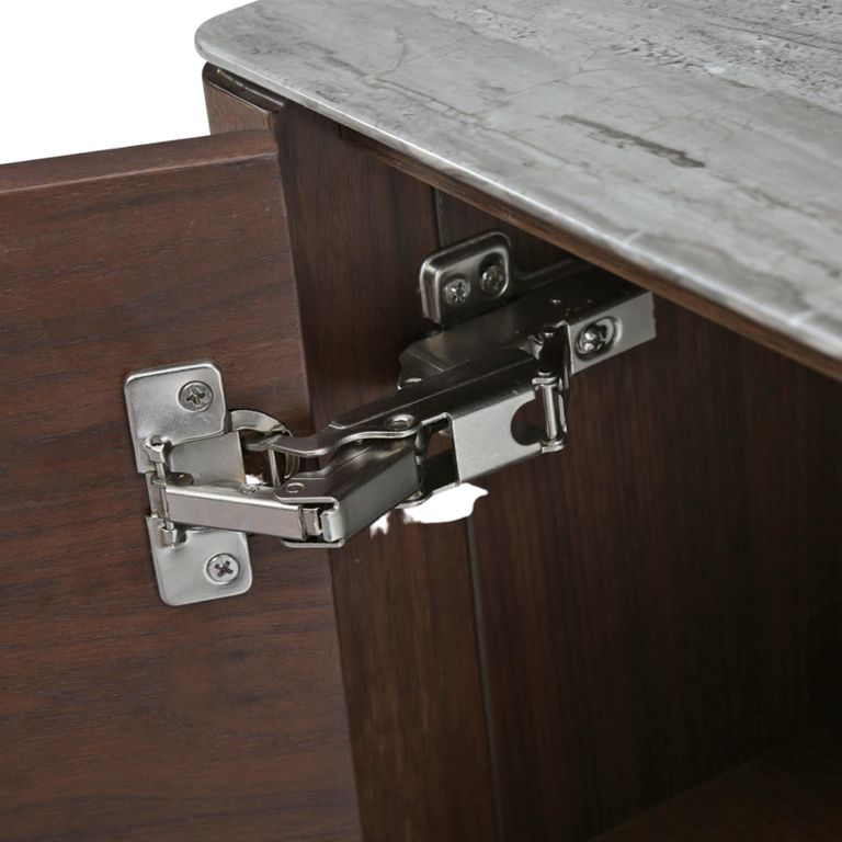 Willow Medium Sideboard - 3 Door - Tobacco Walnut and Beige - Wood and Marble Effect