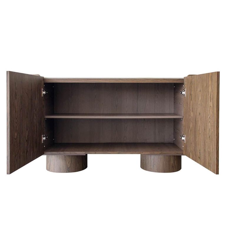 Callahan Curved Sideboard - 2 Door - Medium - Brown - Ceramic and Wood