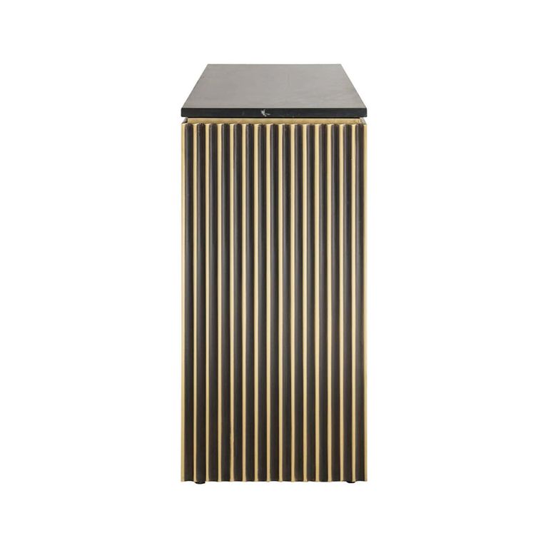 Les Arcs Brushed Gold Ribbed 3 Door Large Sideboard - 160cm