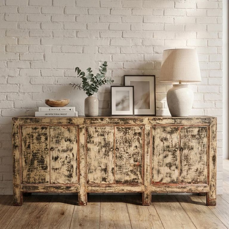 Chinese Sideboard - 6 Door - Extra Large - Distressed Rustic - Solid Wood